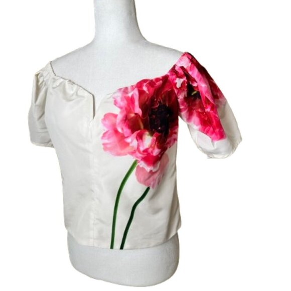 NEW NWT EXPRESS Floral Cropped Off Shoulder Blouse Shirt Top Size Large - Picture 3 of 11